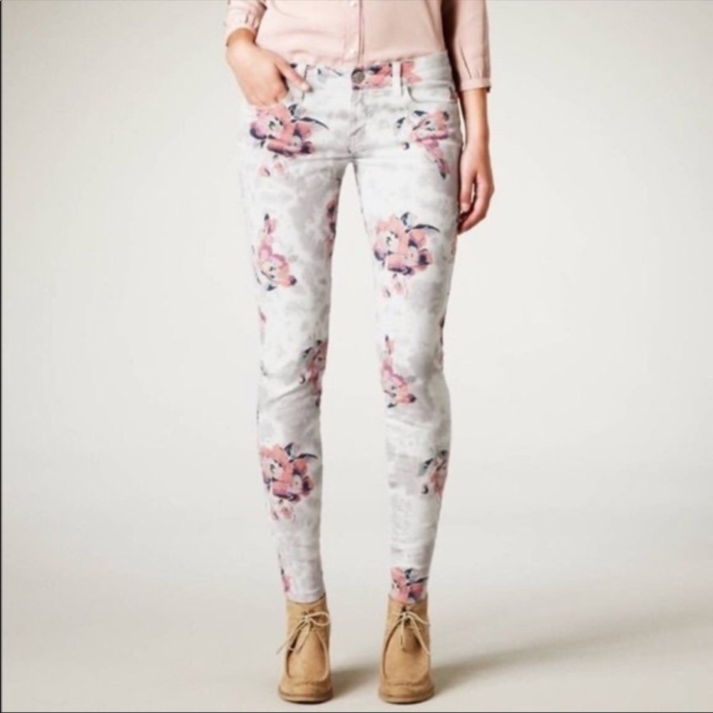 American Eagle Outfitters Floral Print Ankle Zip Stretch Jegging Size 0
